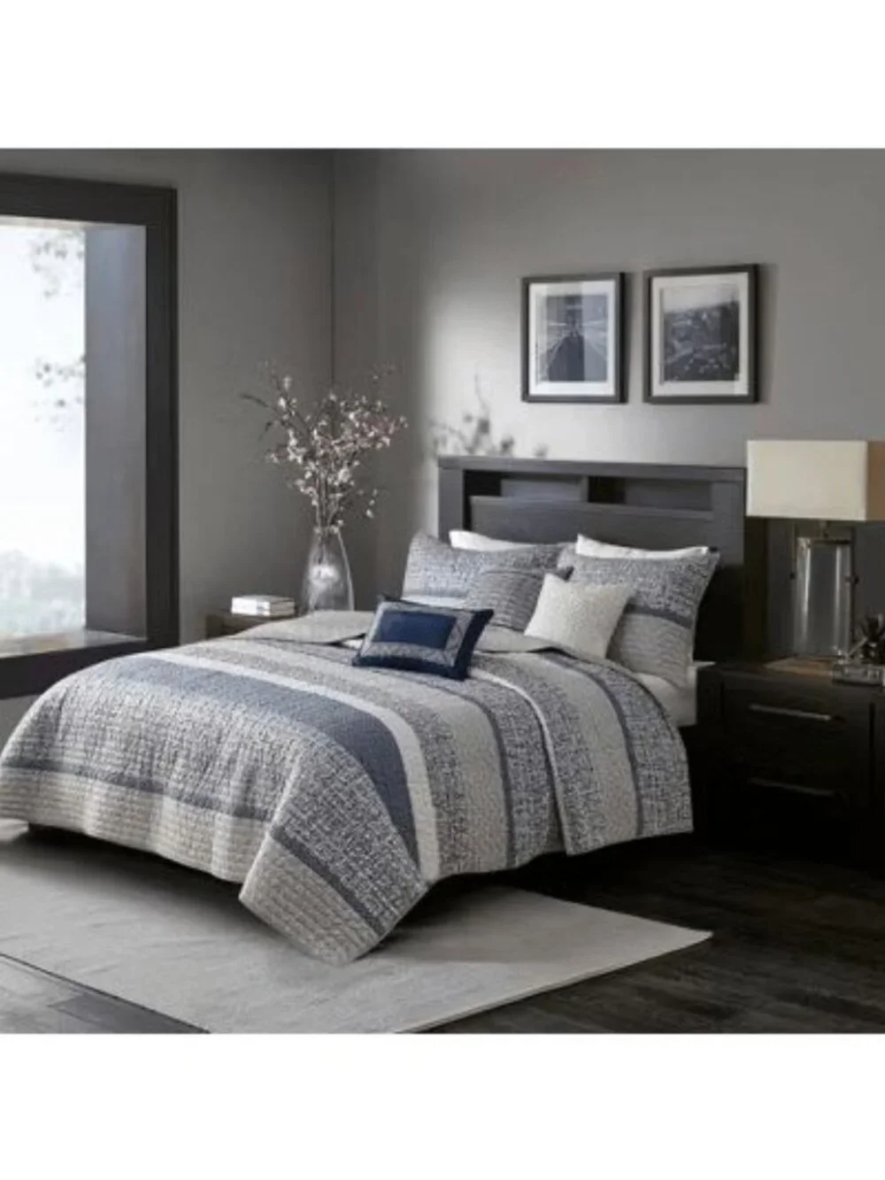 NWT Madison Park Harmony Jacquard 6 Pcs Coverlet Set Navy King/California King